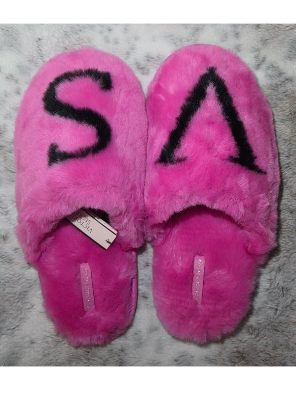 Victoria's Secret Summer Pink Faux Fur Slippers - Large 9/10 - Retired - Picture 2 of 7